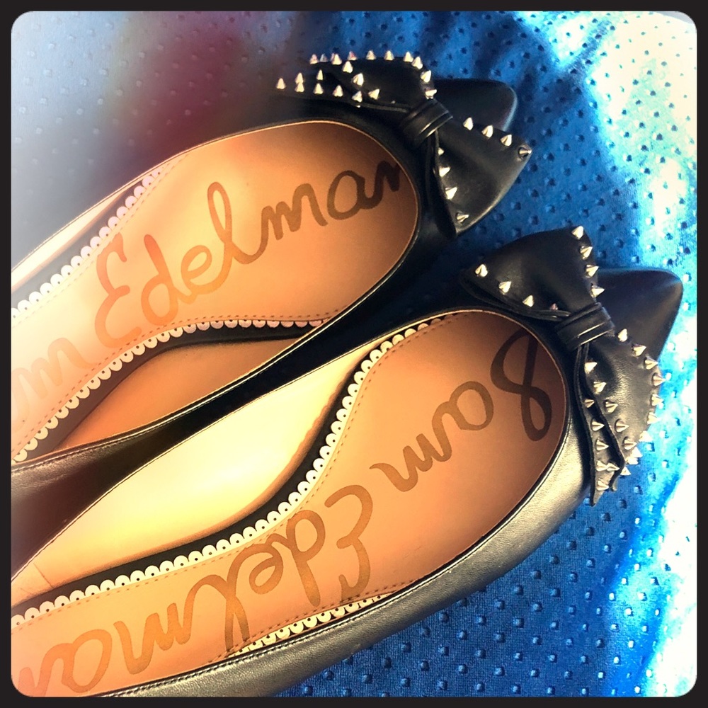 Never worn Sam Edelman Black Leather Studded Flats